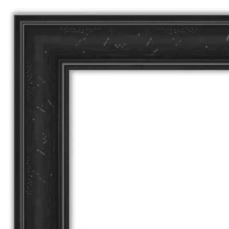 Miroir mural étroit noir Épave de 56x71 cm sans biseau : Rectangle moderne, cadre en polystyrène, quincaillerie de montage incluse