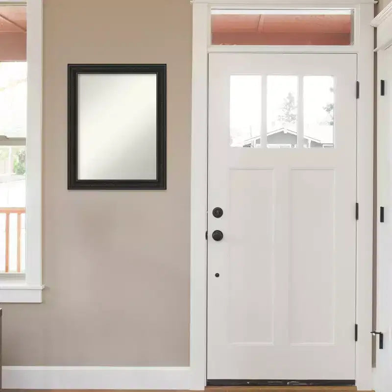 Miroir mural étroit noir Épave de 56x71 cm sans biseau : Rectangle moderne, cadre en polystyrène, quincaillerie de montage incluse