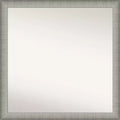 29" x 29" Non-Beveled Elegant Narrow Bathroom Wall Mirror Brushed Pewter - Amanti Art: Square, Wall Mount, Includes Hardware