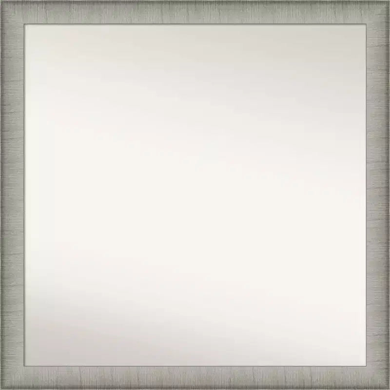 29" x 29" Non-Beveled Elegant Narrow Bathroom Wall Mirror Brushed Pewter - Amanti Art: Square, Wall Mount, Includes Hardware