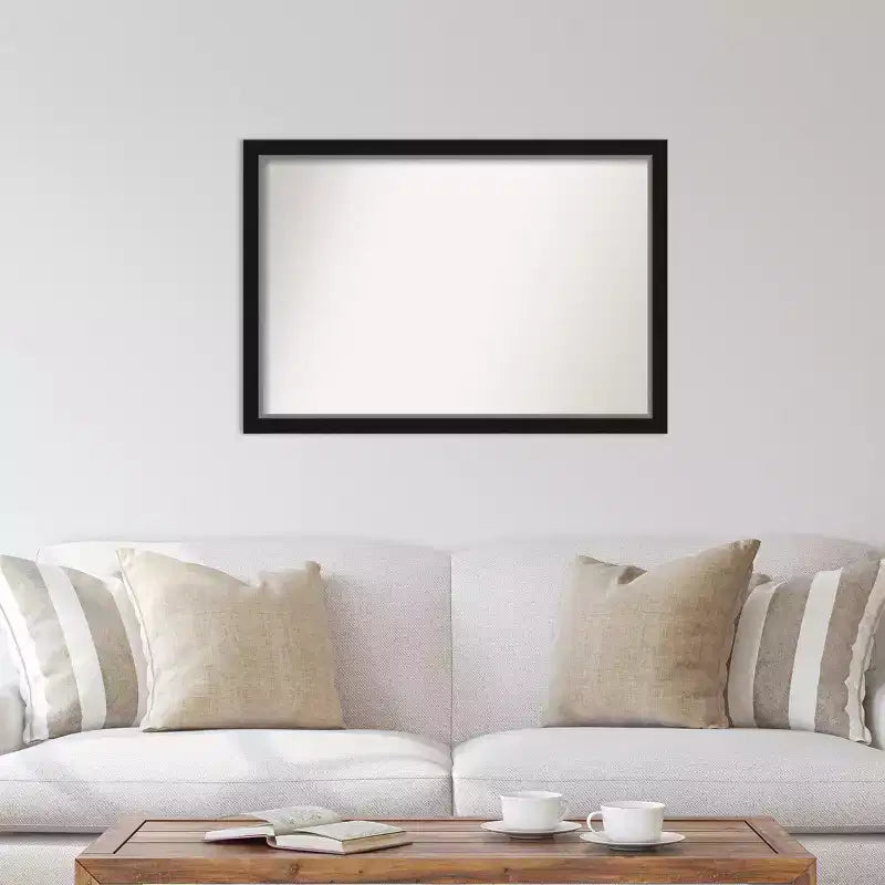 Miroir mural étroit noir et argenté non biseauté Eva 39" x 27"