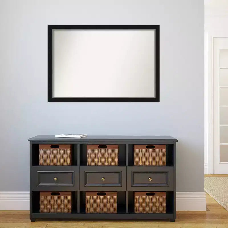 Miroir mural étroit noir et argenté non biseauté Eva 39" x 27"