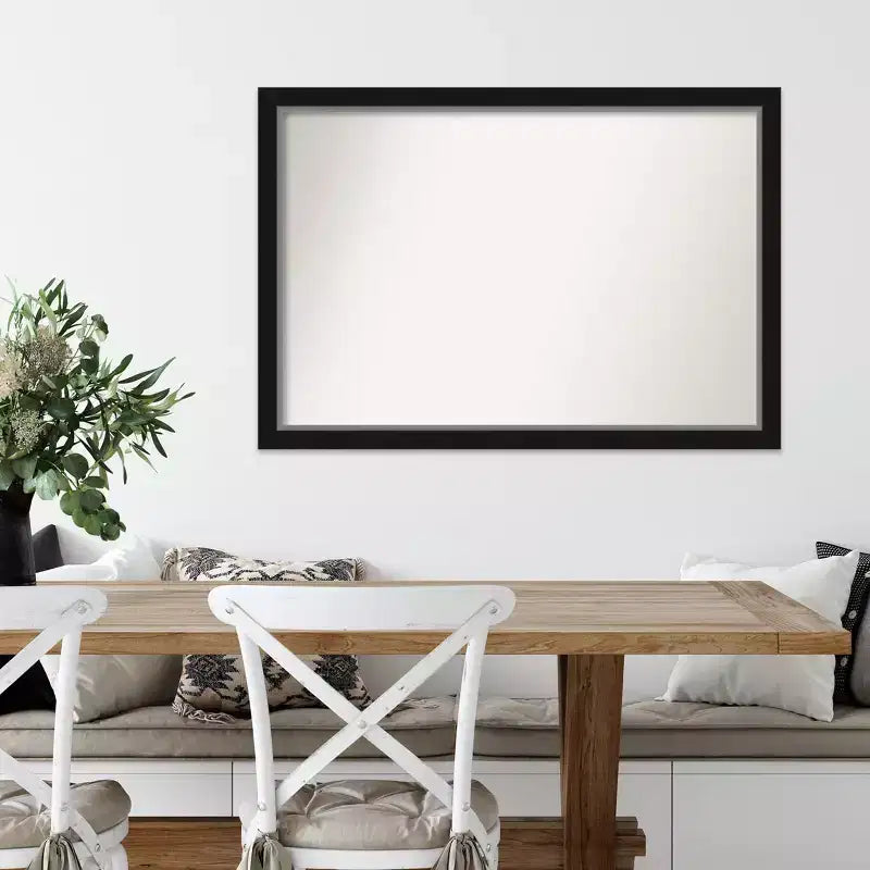 Miroir mural étroit noir et argenté non biseauté Eva 39" x 27"
