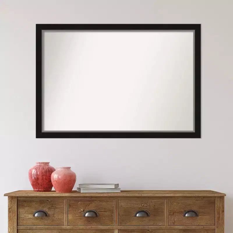 Miroir mural étroit noir et argenté non biseauté Eva 39" x 27"