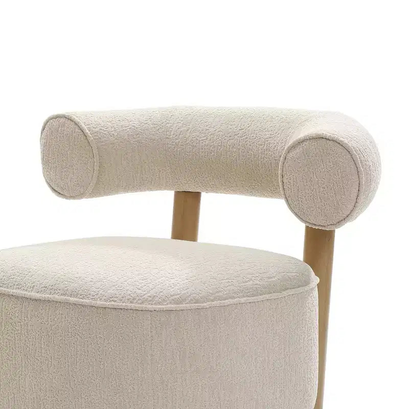 Fauteuil d'appoint dossier en U moderne capitonné crème beige