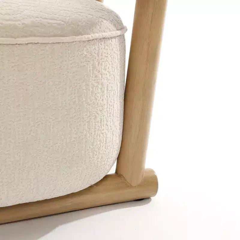 Fauteuil d'appoint dossier en U moderne capitonné crème beige