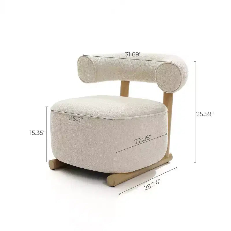 Fauteuil d'appoint dossier en U moderne capitonné crème beige