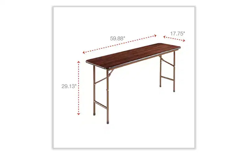 Table pliante en bois, rectangulaire, 152,1 L x 45 P x 74 H cm, Acajou