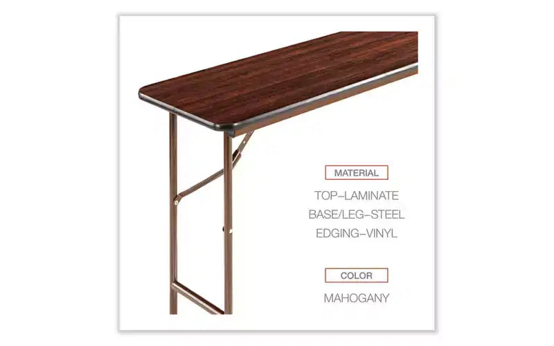 Table pliante en bois, rectangulaire, 152,1 L x 45 P x 74 H cm, Acajou