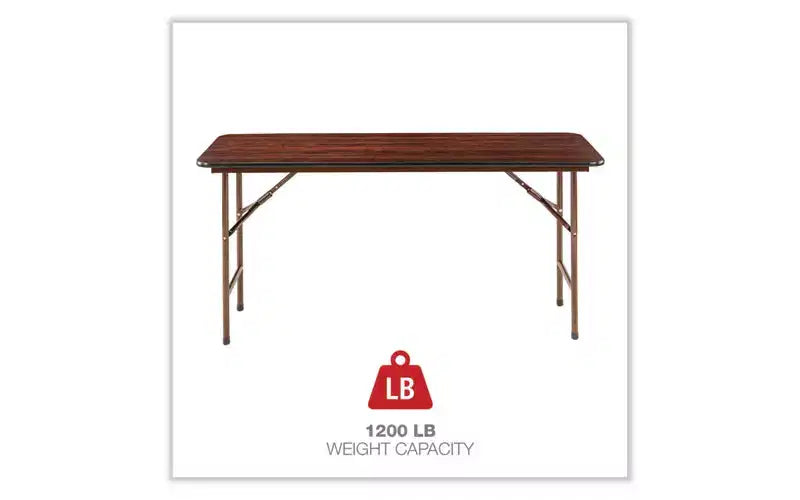 Table pliante en bois, rectangulaire, 152,1 L x 45 P x 74 H cm, Acajou