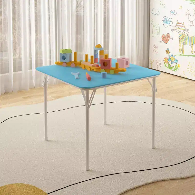 Table pliante carrée pour enfants Table de cartes et de jeux portable Noir/Bleu