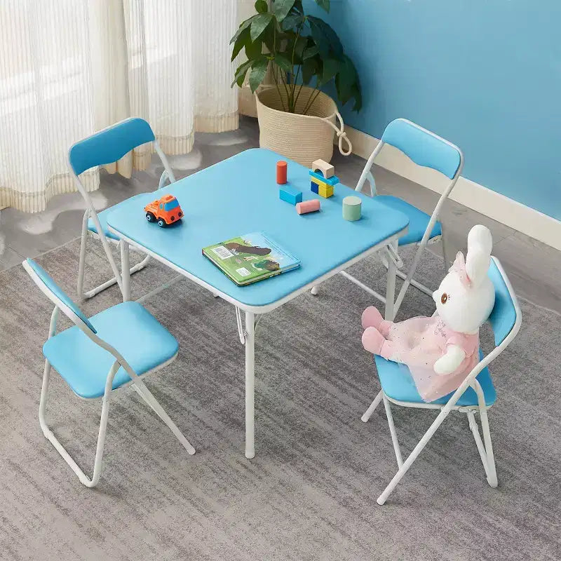 Table pliante carrée pour enfants Table de cartes et de jeux portable Noir/Bleu