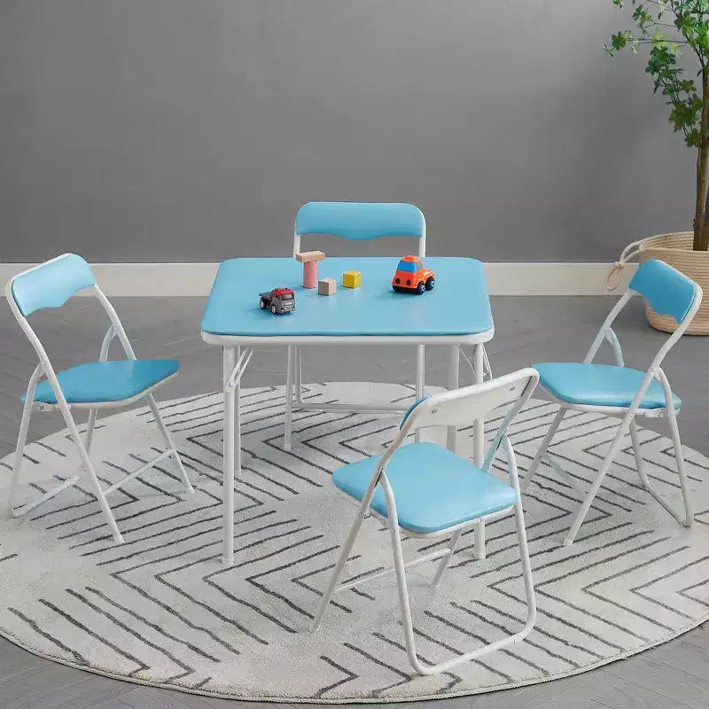 Table pliante carrée pour enfants Table de cartes et de jeux portable Noir/Bleu