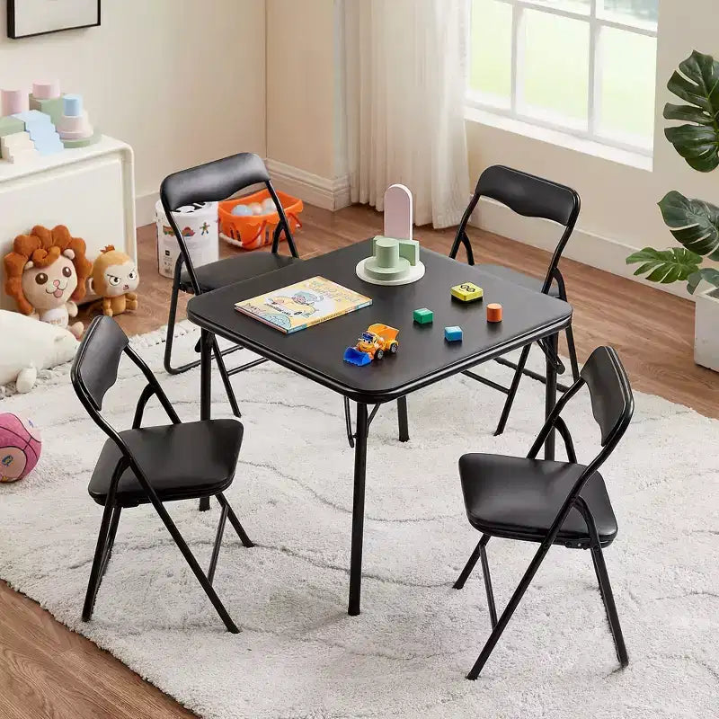 Table pliante carrée pour enfants Table de cartes et de jeux portable Noir/Bleu