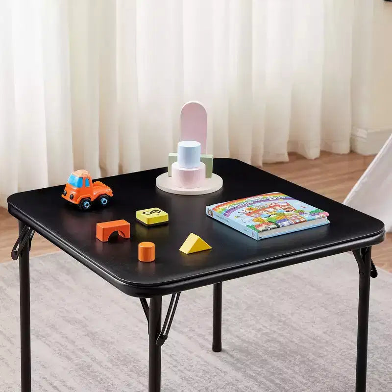 Table pliante carrée pour enfants Table de cartes et de jeux portable Noir/Bleu