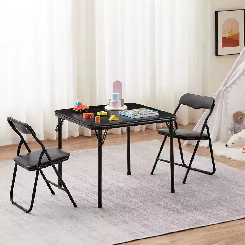 Table pliante carrée pour enfants Table de cartes et de jeux portable Noir/Bleu