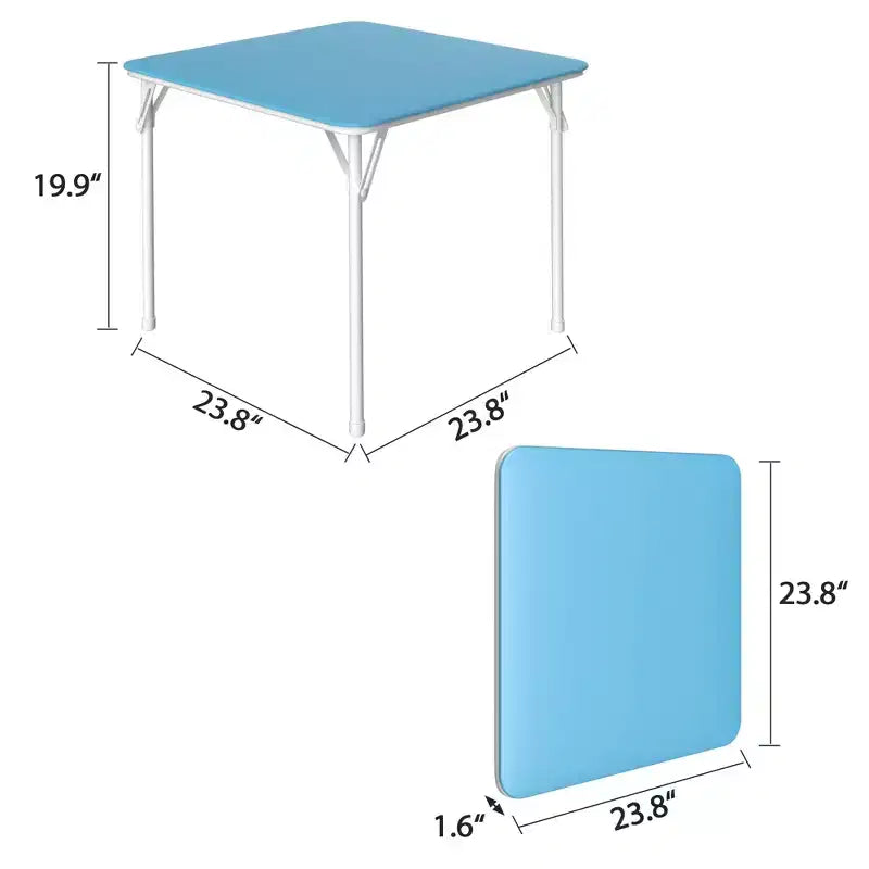 Table pliante carrée pour enfants Table de cartes et de jeux portable Noir/Bleu