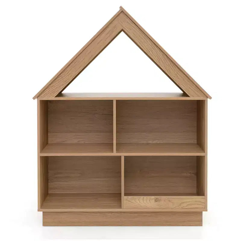 Bibliothèque pour enfants en bois avec étagères ouvertes, système anti-basculement, blanc/marron