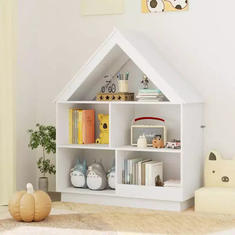 Bibliothèque pour enfants en bois avec étagères ouvertes, système anti-basculement, blanc/marron
