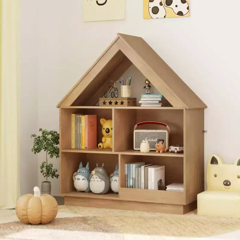 Bibliothèque pour enfants en bois avec étagères ouvertes, système anti-basculement, blanc/marron