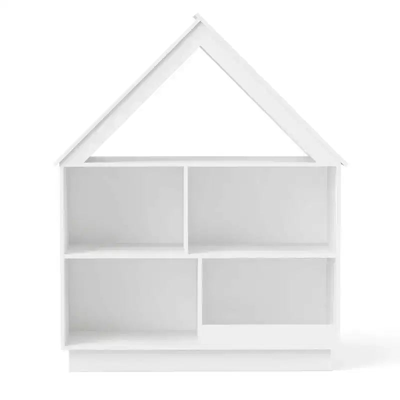 Bibliothèque pour enfants en bois avec étagères ouvertes, système anti-basculement, blanc/marron