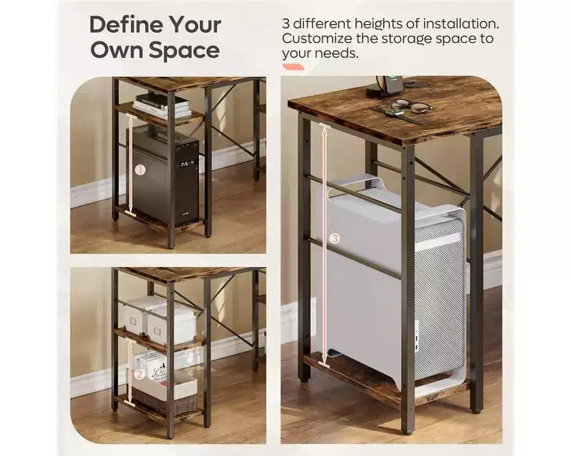 Bureau d'ordinateur d'angle en L de 119 cm, bureau de travail réversible avec étagères réglables, table d'étude pour 2 personnes pour petit espace de bureau à domicile