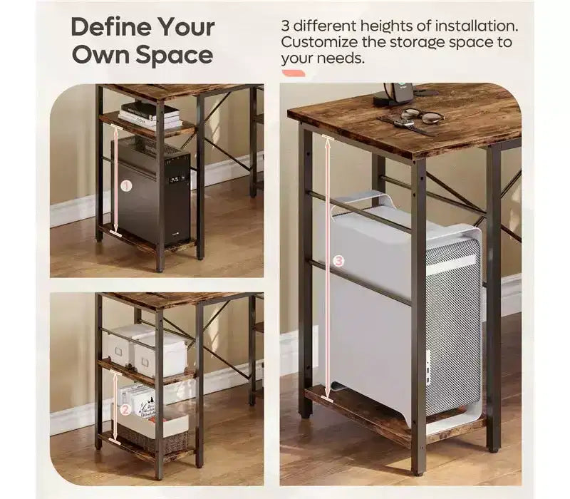 Bureau d'ordinateur d'angle en L de 119 cm, bureau de travail réversible avec étagères réglables, table d'étude pour 2 personnes pour petit espace de bureau à domicile