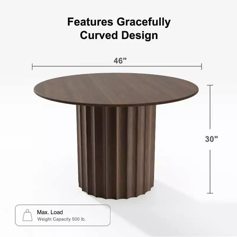 Table de salle à manger ronde en bois massif de 46 pouces