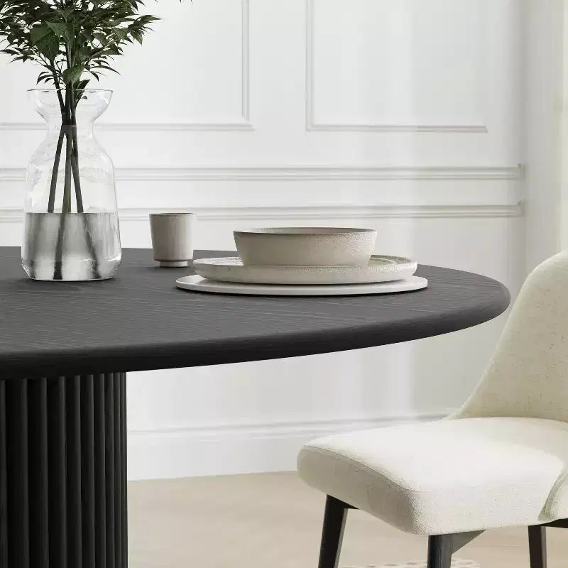 Table de salle à manger ronde en bois massif de 46 pouces