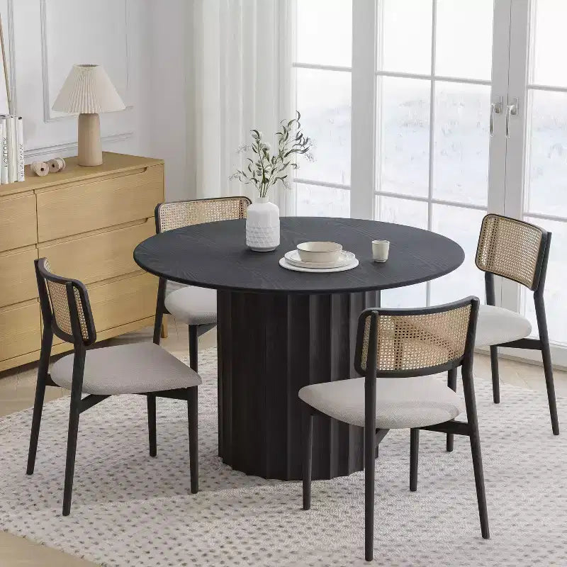 Table de salle à manger ronde en bois massif de 46 pouces