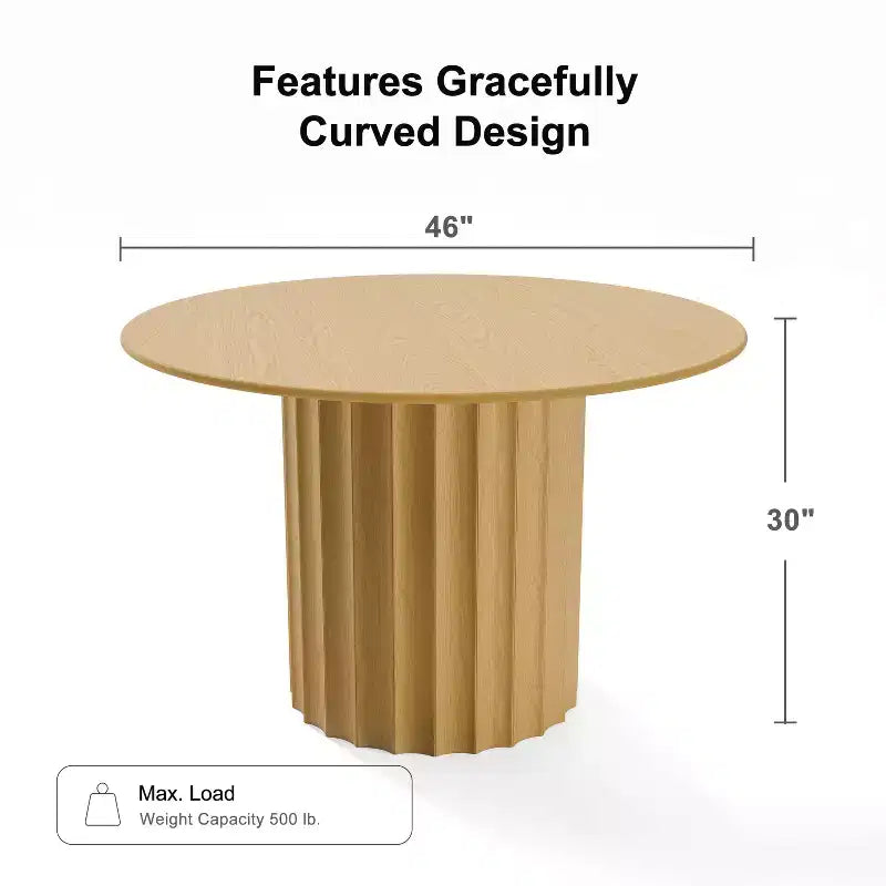 Table de salle à manger ronde en bois massif de 46 pouces