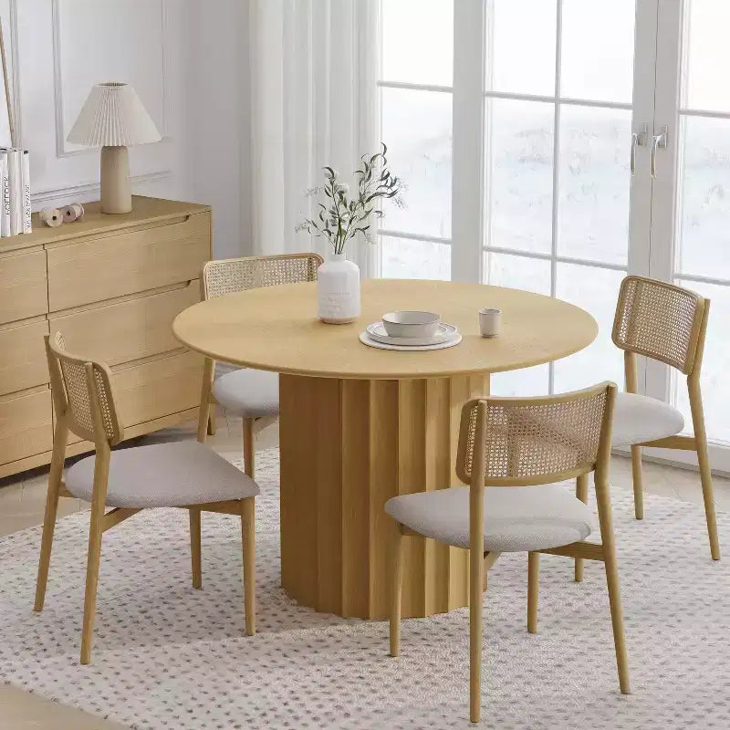 Table de salle à manger ronde en bois massif de 46 pouces