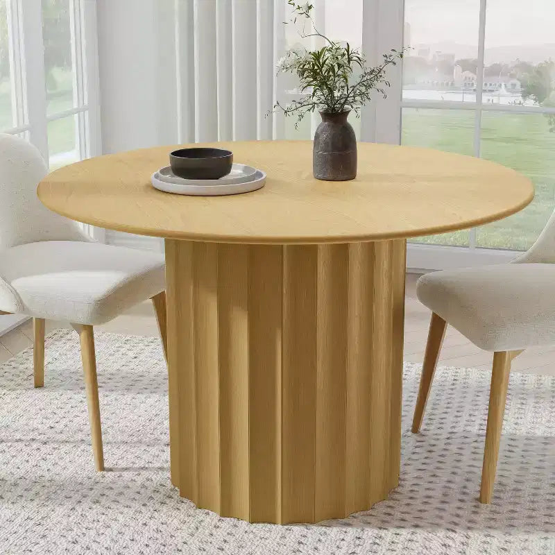 Table de salle à manger ronde en bois massif de 46 pouces