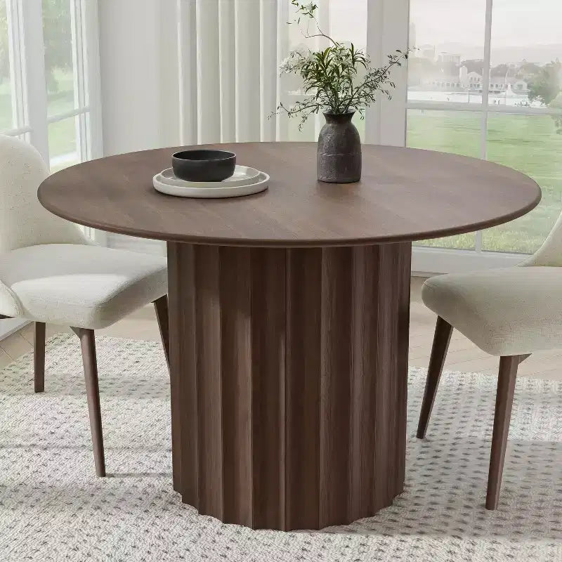 Table de salle à manger ronde en bois massif de 46 pouces