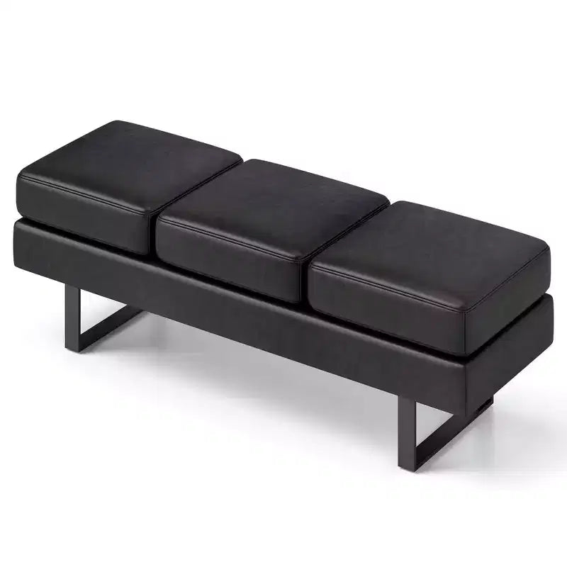 Banc d'attente avec pieds en métal, rembourré, pour réception, noir/gris