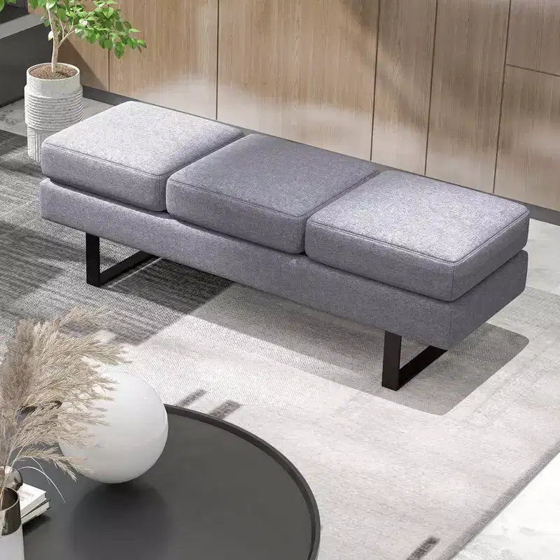 Banc d'attente avec pieds en métal, rembourré, pour réception, noir/gris