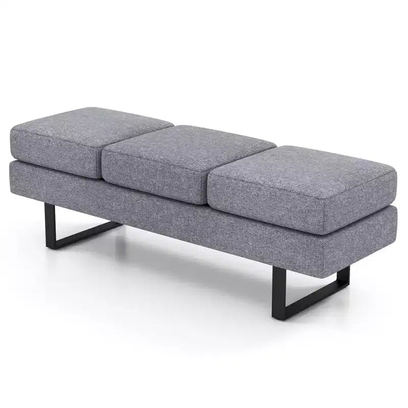 Banc d'attente avec pieds en métal, rembourré, pour réception, noir/gris