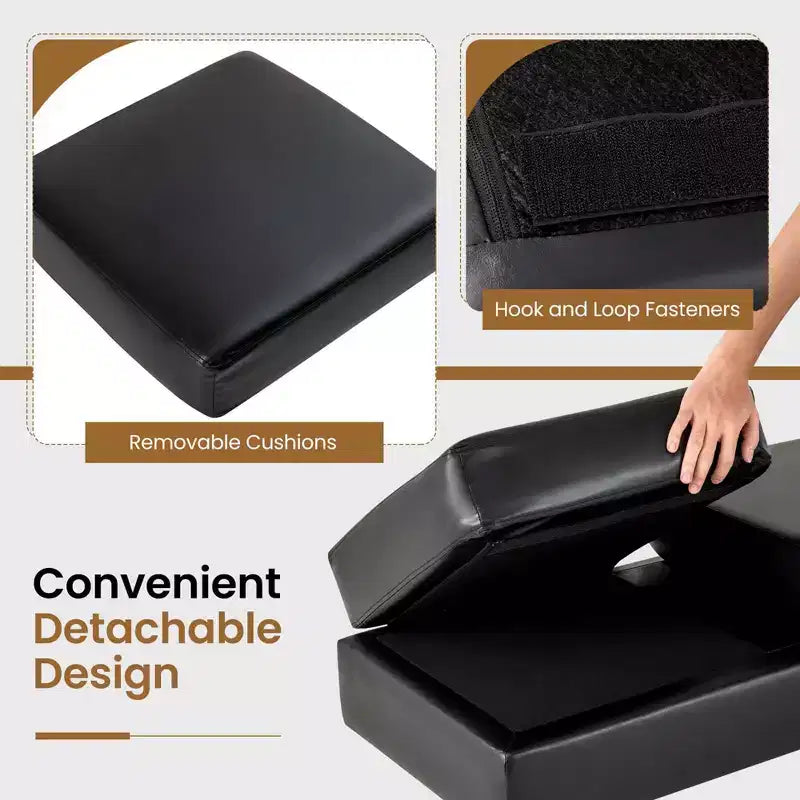 Banc d'attente avec pieds en métal, rembourré, pour réception, noir/gris