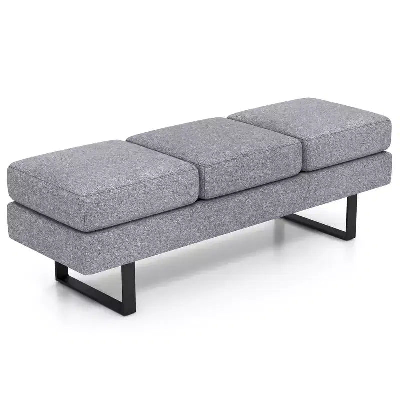 Banc d'attente avec pieds en métal, rembourré, pour réception, noir/gris