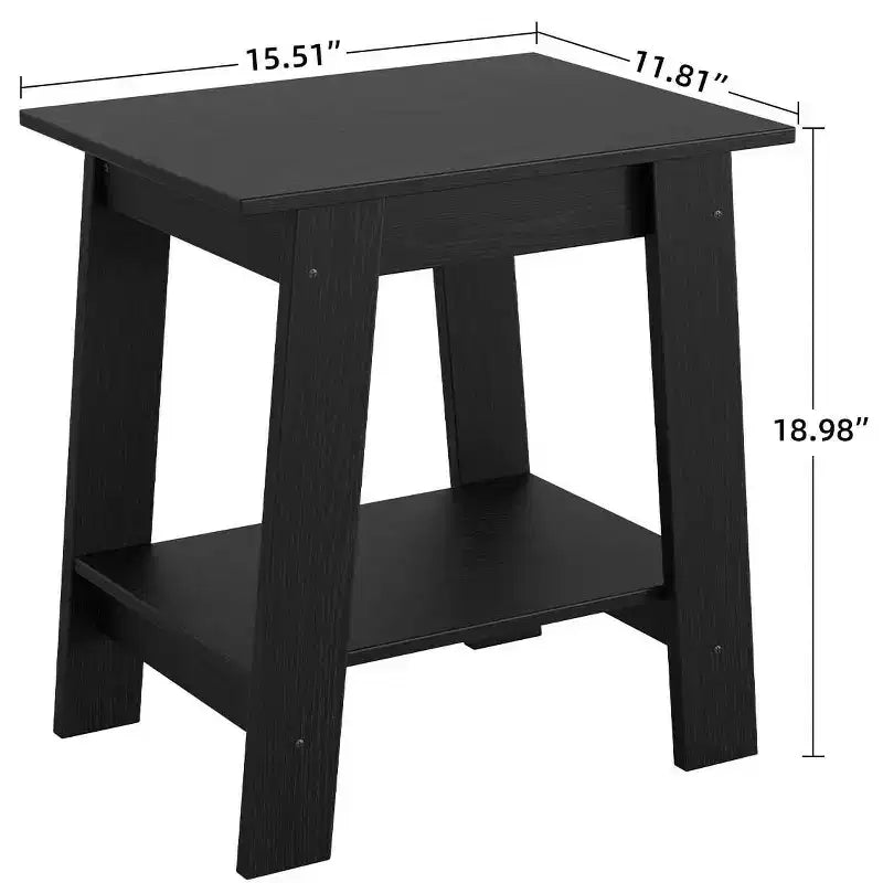 Table d'appoint de ferme Table d'appoint rustique à 2 niveaux avec étagère de rangement, table de chevet étroite, table d'appoint minimaliste pour salon et chambre