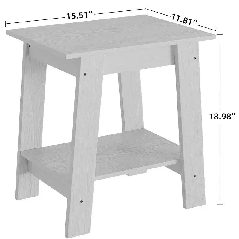 Table d'appoint de ferme Table d'appoint rustique à 2 niveaux avec étagère de rangement, table de chevet étroite, table d'appoint minimaliste pour salon et chambre