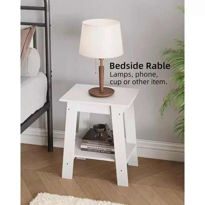Table d'appoint de ferme Table d'appoint rustique à 2 niveaux avec étagère de rangement, table de chevet étroite, table d'appoint minimaliste pour salon et chambre