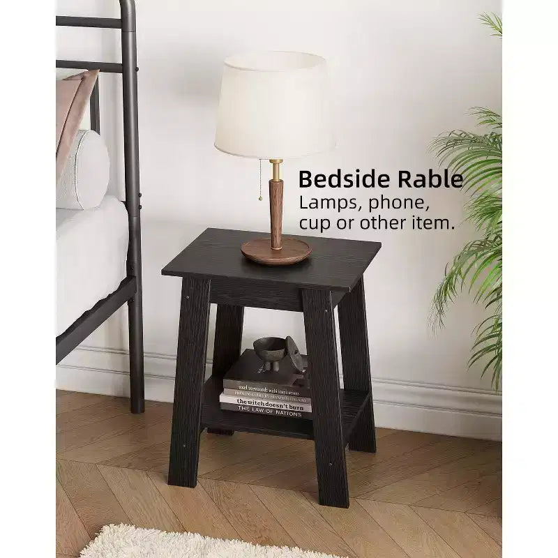Table d'appoint de ferme Table d'appoint rustique à 2 niveaux avec étagère de rangement, table de chevet étroite, table d'appoint minimaliste pour salon et chambre