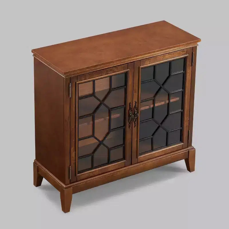 Meuble d'appoint de 91 cm de large avec 2 portes, meuble de rangement de style vintage avec pieds en bois massif
