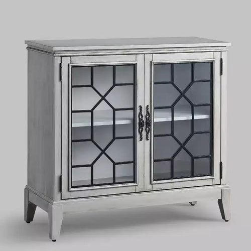 Meuble d'appoint de 91 cm de large avec 2 portes, meuble de rangement de style vintage avec pieds en bois massif