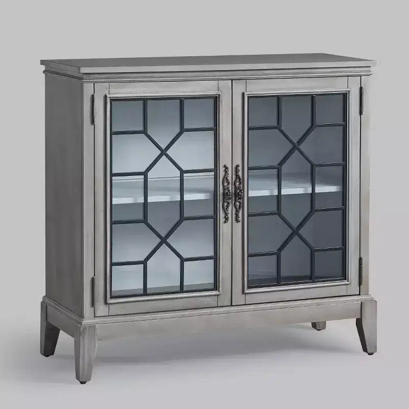 Meuble d'appoint de 91 cm de large avec 2 portes, meuble de rangement de style vintage avec pieds en bois massif