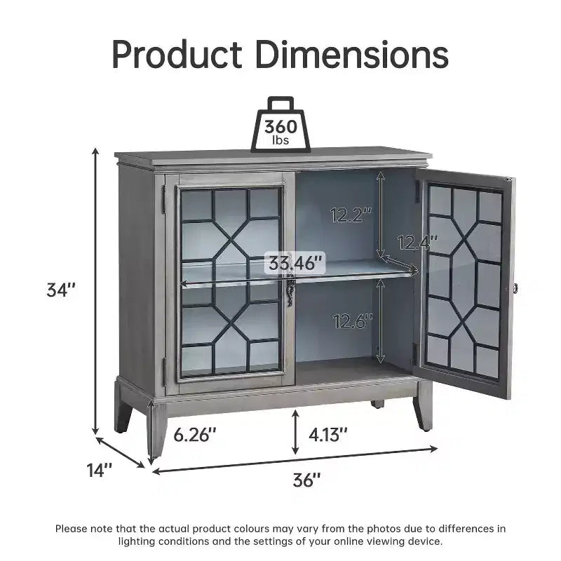Meuble d'appoint de 91 cm de large avec 2 portes, meuble de rangement de style vintage avec pieds en bois massif