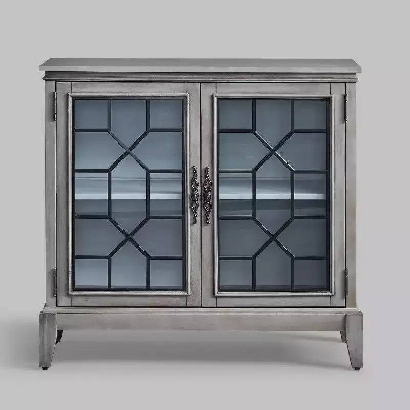 Meuble d'appoint de 91 cm de large avec 2 portes, meuble de rangement de style vintage avec pieds en bois massif