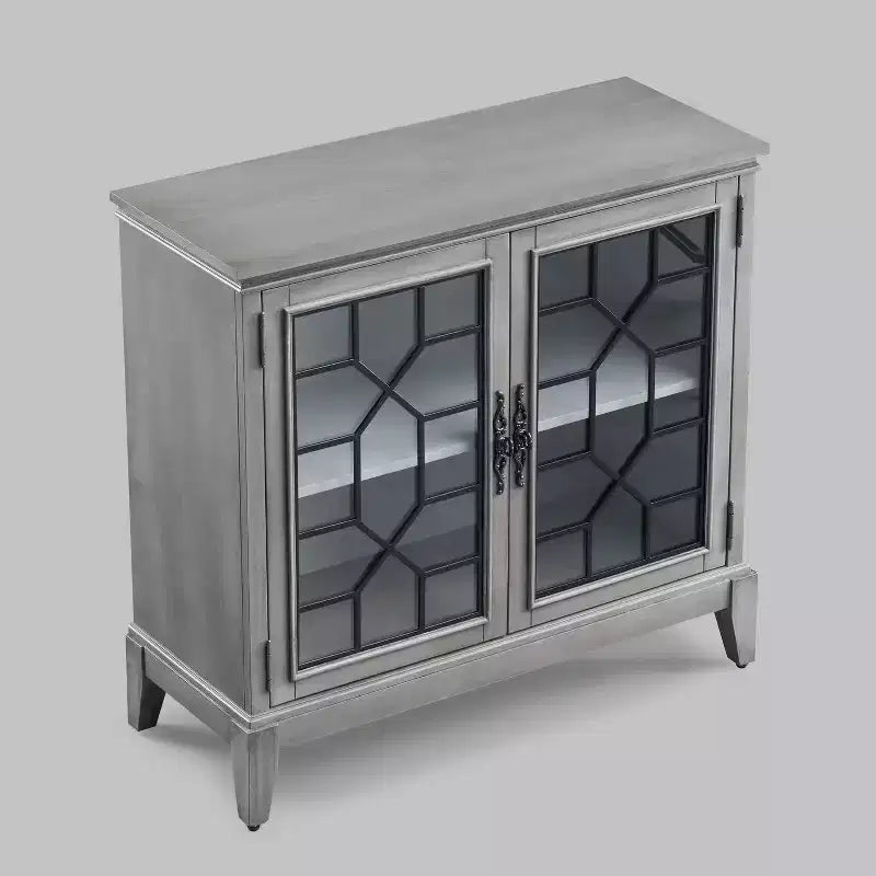 Meuble d'appoint de 91 cm de large avec 2 portes, meuble de rangement de style vintage avec pieds en bois massif
