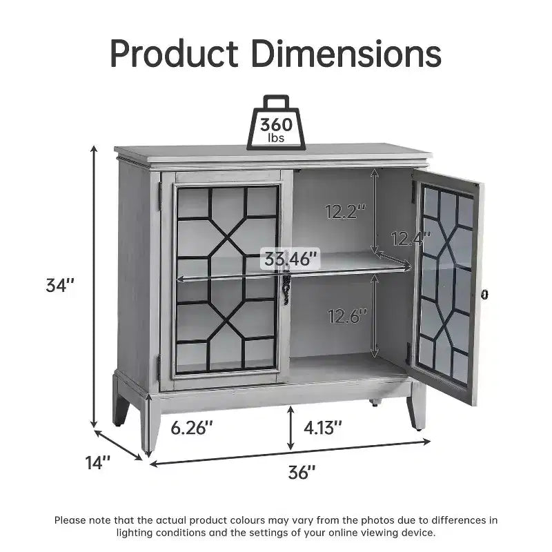Meuble d'appoint de 91 cm de large avec 2 portes, meuble de rangement de style vintage avec pieds en bois massif